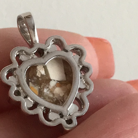 Sterling Silver Australian Jasper & White Topaz Heart Pendant - Picture 3 of 11